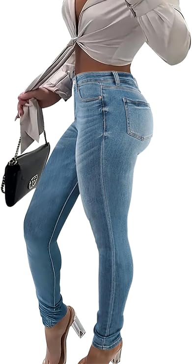 KUNMI Womens Curvy High Waist Stretch Butt Lifting Skinny Colombian Jeans