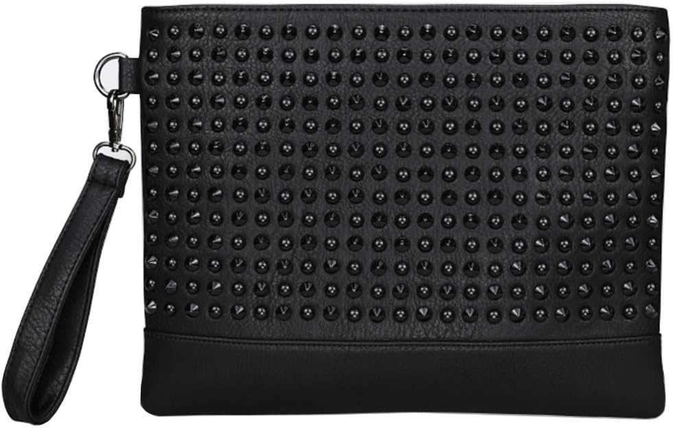 Segater Rivet Clutch Punk Style Purses Leather Phone Shoulder Bag Crossbody Bag