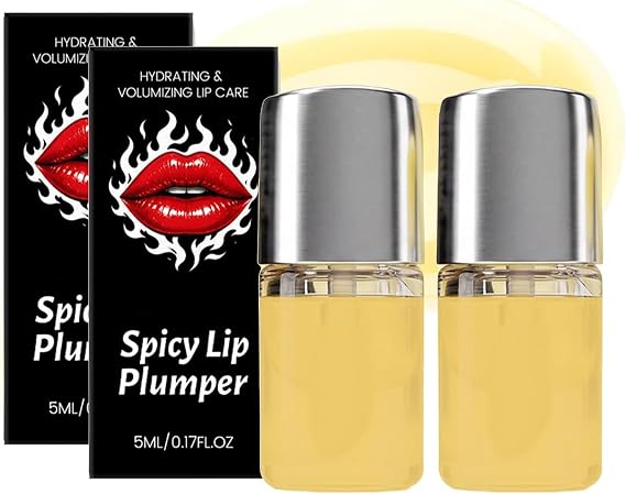 Spicy Lip Plumper Oil,Hydrating Volumizing Lip Gloss, Moisturizing Lips Care Serum for Dry Cracked Lips (2)