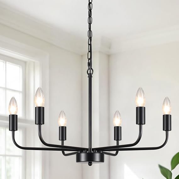 Black Chandelier Ceiling Lights Living Room 6 Lights Pendant Light Fitting