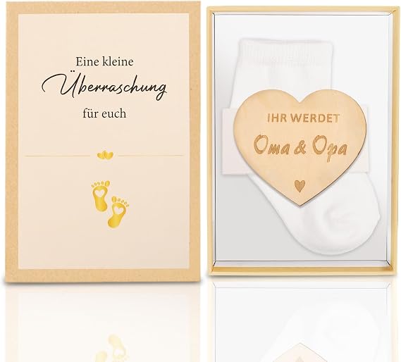 Gift Box for Pregnancy Announcement - Du wirst Grandma, Grandpa, Perfect Baby Gift for Expecting Grandparents, Baby Surprise Announcement - We Are Pregnant