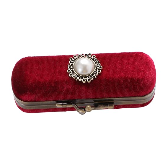 POPETPOP Vintage Lipstick Box with Mirror Makeup Lipstick Holder Storage Bag for Makeup Color