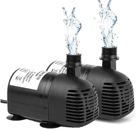 AEO 12V-24V DC Brushless Submersible Water Pump, 2 Pack, 410GPH, for Solar Fountain, Fish Pond, and Water Features (WP50-2PK)