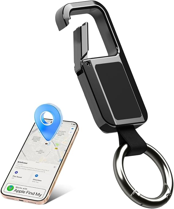Keychain Tracker Works with Apple Find My (iOS Only) | Key Chain Tracker Tag Heavy Duty Car Keychain for Men, llaveros para hombres Carabiner Key Chain Anti-Lost Key Finder