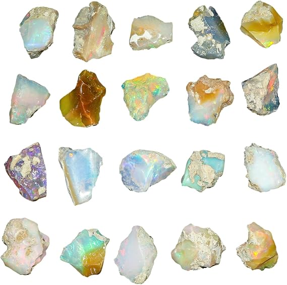 (20mm+) (2-3pcs) Natural Ethiopian Raw Opal Stones, Loose Gemstone and Crystals, Wholesale Bulk Lot, Fire Play Rock, Rough Crystals, Jewelry Making Supplies, Tumbling, DIY & Crafts, A+ Grade