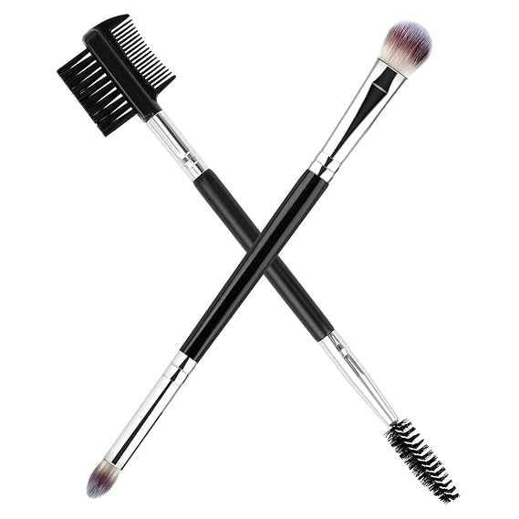 MUIIGOOD 1PCS 3 Head Eyebrow Eyelash Shaper Eyelash Comb for Separating Lashes Shaping Brow+1PCS Professional Blending Eyeshadow Brush Eye Makeup Brush for Concealer Eyebrows Eyeliner Makeup Tool