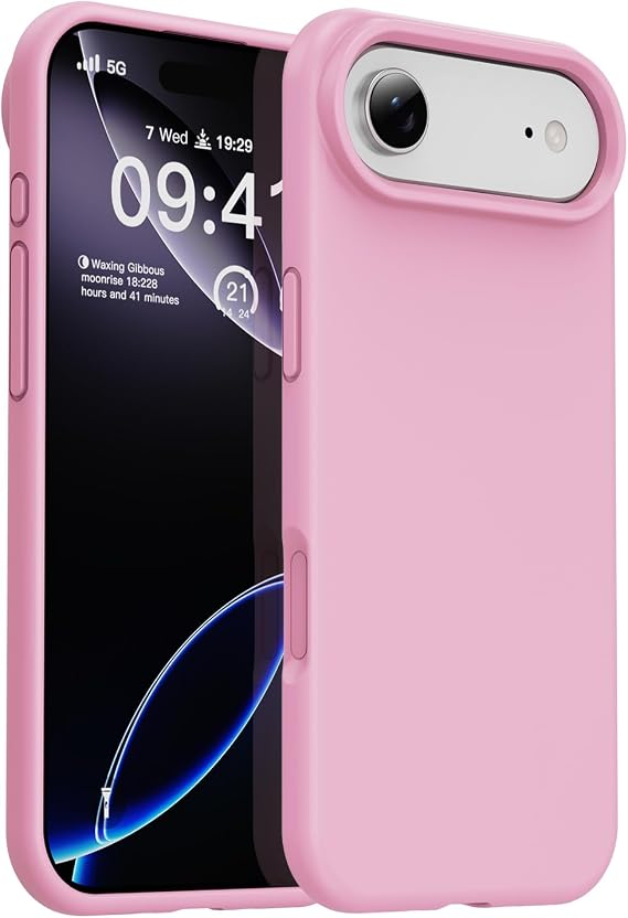 ZUSLAB Silicone Case Compatible with iPhone 17 Air 6.5 Inch 2025, Lightweight Phone Case, Wireless Charging Compat., Liquid Silicone Gel Rubber Cover, Anti-Scratch TPU Protective Bumper, Pink