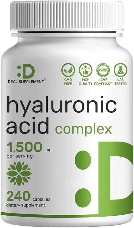 DEAL SUPPLEMENT Hyaluronic Acid Complex 1,500mg 240 Capsules, with MSM & Vitamin C