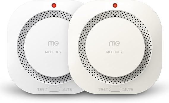 Smoke Alarms for Home, Smoke Alarm with 10 Years Life, Optical Fire Alarms for Home with LED Indicator and 80dB Audible, Smoke Detector Supplied with Fixing Kit Fully Certified, 2 Pack