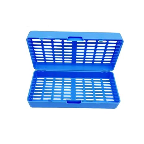 Dental Autoclave Sterilization Cassettes Box Instrument Cassette Rack for 10 Instruments Box Dental Instruments Organizer (Blue)