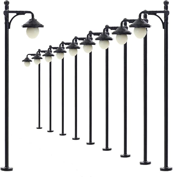 Evemodel LYM22 10pcs Model Railway Train Lamp Post 6.5cm or 2.56inch Street Lights HO OO Scale LEDs New