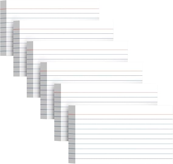 300 Count White Index Cards 3x5 Inch - 180gsm Heavyweight Flash Card (50 Sheets Each), Durable & Portable Note Taking for Students, Teachers, Study Flashcards for Office School Supplies