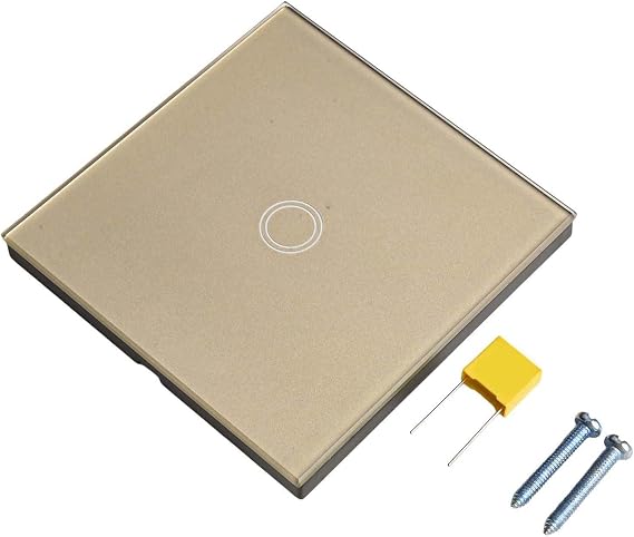 Touch Light Switch, Brass Light Switch 110-240V AC 1-Gang 1-Way Led Switch Main Glass Switch Panel with LED Backlight for Homes Office Hotel(gold)