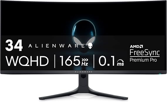 Dell ALIENWARE 34" Curved QD-OLED Gaming Monitor - AW3423DWF, AlienFX Lighting System, 0.1ms Response Time, Anti-Glare