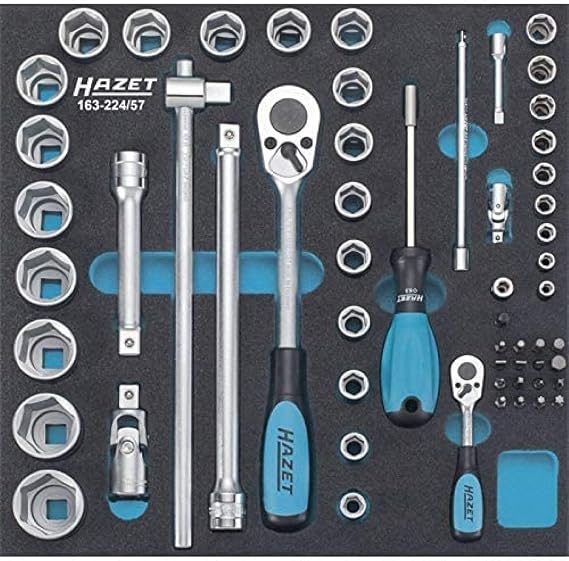 Hazet 163-224/57 Socket/Screwdriver Set 57 Pieces, Black/Blue/Silver