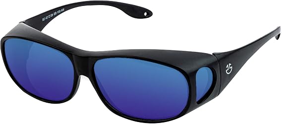 Optix 55 Fit Over HD Day/Night Driving Glasses Wraparound Sunglasses for Men, Women - Anti Glare Polarized Wraparounds (Sunglasses Blue)