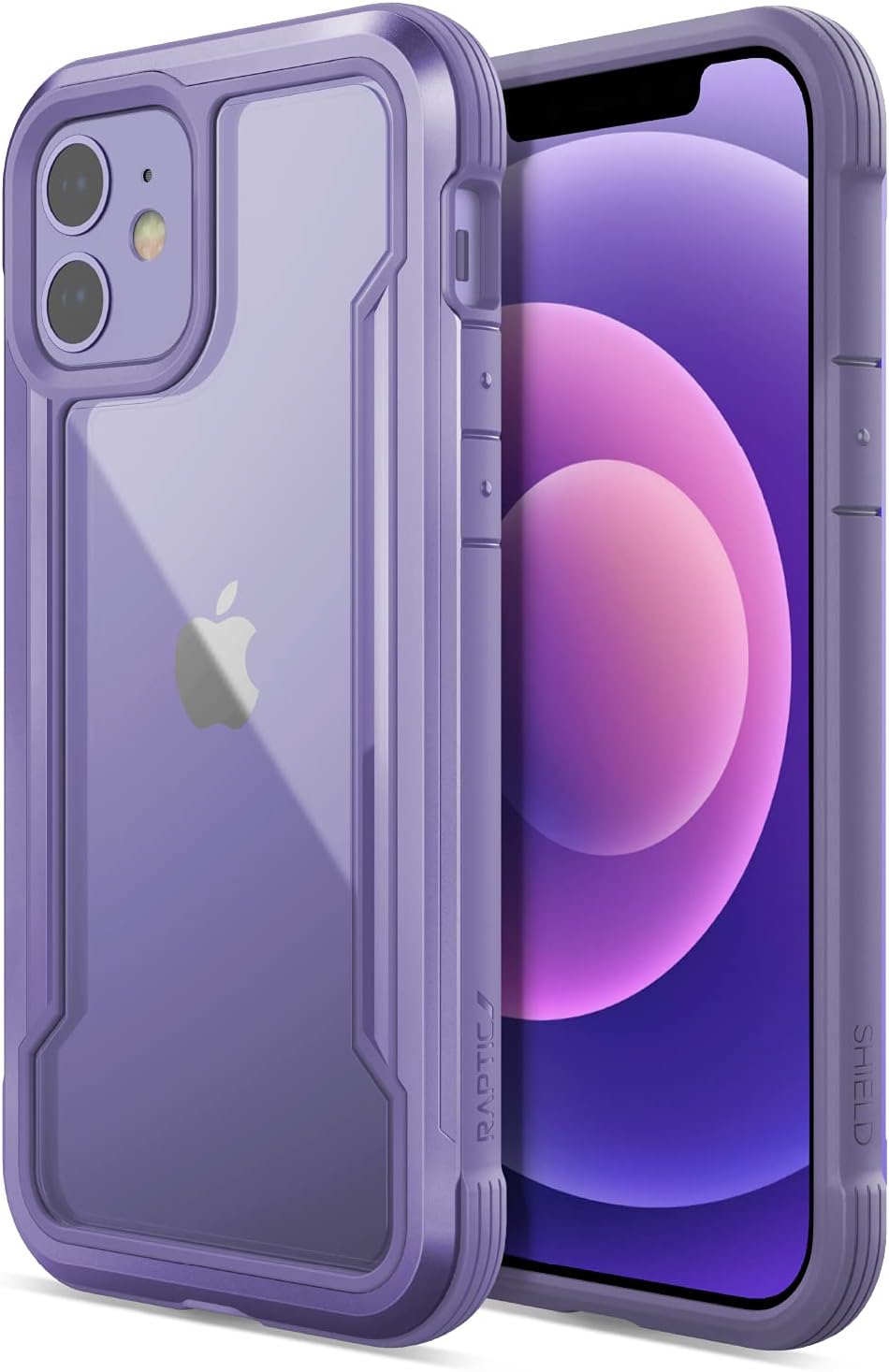 Raptic Shield Case for iPhone 12 & 12 Pro, Shock Absorbing, Aluminum Frame, 10ft Drop Tested, Purple