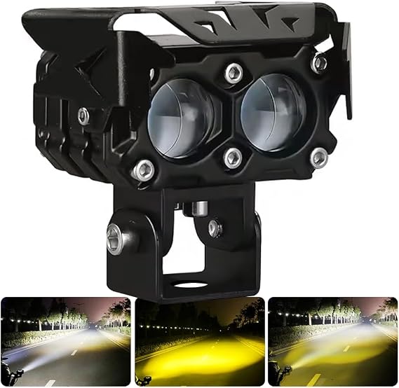 Binocus Beyaz Sarı HD Optik Cam Lens 30w Motosiklet Sis Farı Off Road Spot Sel Kombo Delici Taşkın Çalışma Lambası Yardımcı Sürüş Işık Barları [Enerji Sınıfı A]