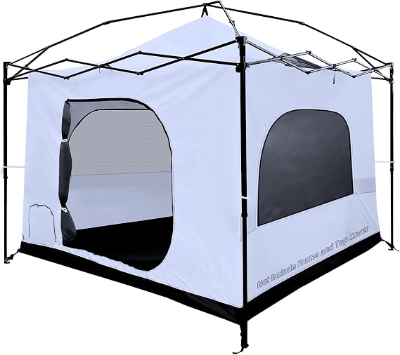 Joramoy Camping Cube for 10x10 Pop Up Canopy-Frame and top NOT Included | Converts 10x10 ft straight leg pop up canopy into camping tent. Portable vented cube with full floor