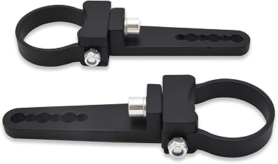 DaSen Adjustable 2 LED Light Roll Bar Tube Clamp Mount Brackets Compatible with Polaris RZR Ranger Most ATV UTV Truck