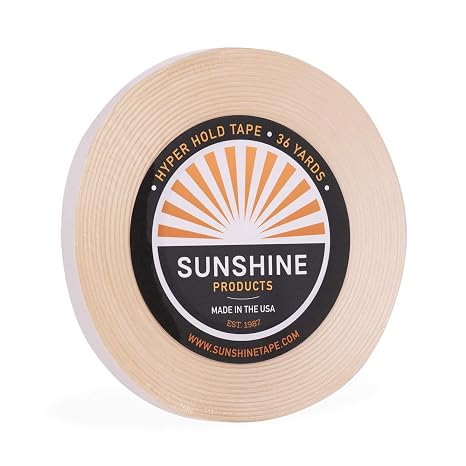Sunshine Maximum Wear Hair System Tape Roll - Hyper Hold Wig Tape - Hypoallergenic No Shine Adhesive Tape - 2-4 Week Hold - 1/2" x 36 yds