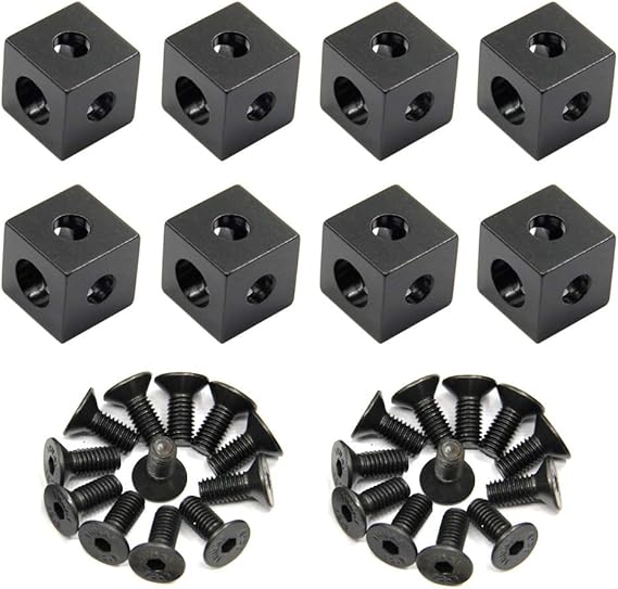 8PCS Black Corner Bracket Cube (20x20x20mm) for 6mm Slot Aluminum Extrusion Profile 2020 Series (Cube Corner-8PCS)