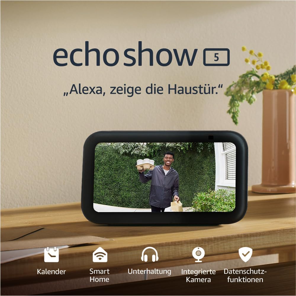 Echo Show 5 (Newest gen) I Compact smart touchscreen with Alexa for smart home control and more I Charcoal