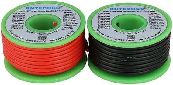 BNTECHGO 16 Gauge Silicone Wire Spool red 25ft and Black 25ft Flexible 16 AWG Stranded Tinned Copper Wire