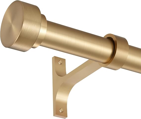 16-56 Inch Curtain rods, 1 Inch Diameter Splicing and Telescoping Structure Window Treatment Rods Set Adjustable Drapery Rods Heavy Duty Pole, Warm Gold