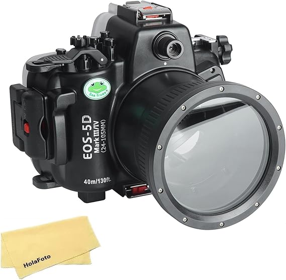 Seafrogs Underwater Housing for Canon 5D III/IV 40M/130FT | Waterproof Scuba Dive Case for Canon EOS 5D Mark III/IV, EF 24-105mm F4L, leak sensor, vacuum port, diving video.