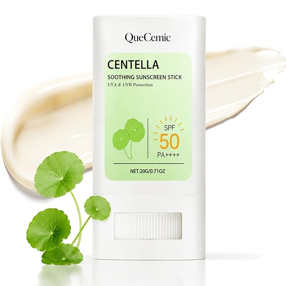 Centella Sunscreen Stick SPF50 PA++++, Mild Airy Sunscreen Stick Soothing Moisturizing Matte Sun Stick for Face and Body, No White Cast & Non-Greasy, 0.71 OZ