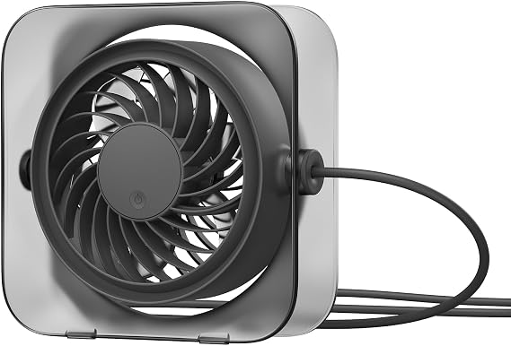 OTPEIR Mini Desk Fan, Powerful Yet Gentle Airflow Small Desktop Fan with 3 Speed Settings, Adjustable Angle One-Button Control, Detachable Easy-Clean Design, USB Desk Fan for Office Bedroom,Grey