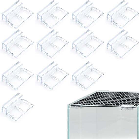 Alrens Aquarium Cover Bracket, 12Pcs Acrylic aquarium lid clips, Sturdy Support Holder for aquarium hoods & fish tank lid, Durable Anti-Slip