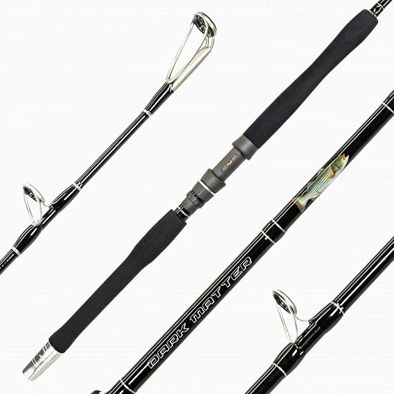 Dark Matter Fishing Rods - Heavy Duty Mojo Trolling Rods for Fishing - Carbon Fiber Lightweight Fast Action Rod with Fuji Alconite Guides, EVA Grips, Saltwater & Freshwater, Fishing Gear - Black, 7'