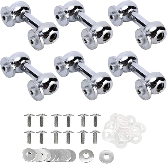 6pack Silver Drum Lugs Single End Tom Snare Drum Lugs with Mounting Screws Percussion Snare Drum Parts (38mm/1.5")