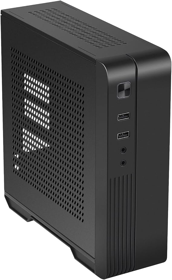 Mini ITX Case SFF Small Form Factor HTPC Case Mini Tower Computer Chassis | Vented Panels SPCC 0.8MM Support ITX DTX Motherboards and 3.5" HDD Hung Behind Screen for Desktop PC