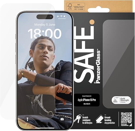 Panzer Glass Safe. Screen Protector iPhone 2023 6.1" PRO Ultra-Wide Fit Ekran berraklık koruma Transparan Apple 1 adet