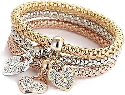 Unique Womens Love heart Diamond Chain Bracelet & Bangle