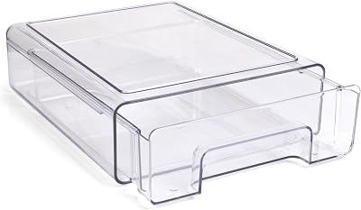 Smart Design Pull-Out Stackable Storage Bin - 9.8 D x 8.25 W x 3 H- Clear