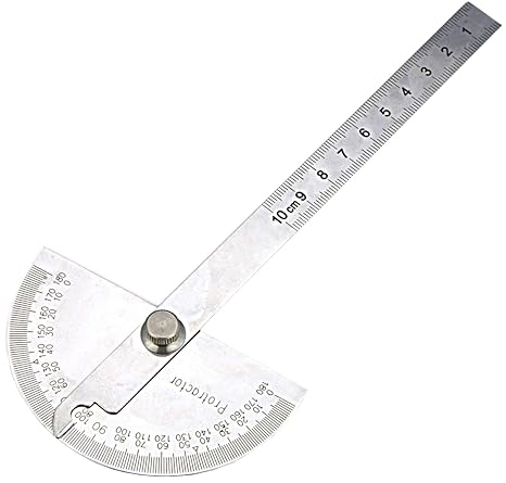 Protractor - Angle Finder Stainless Steel 0-180° Round Head Adjustable Protractors Ruler Woodworking Machinist Craftsman Ruler Machinist Tools(10 cm/ 3.94 Inch)