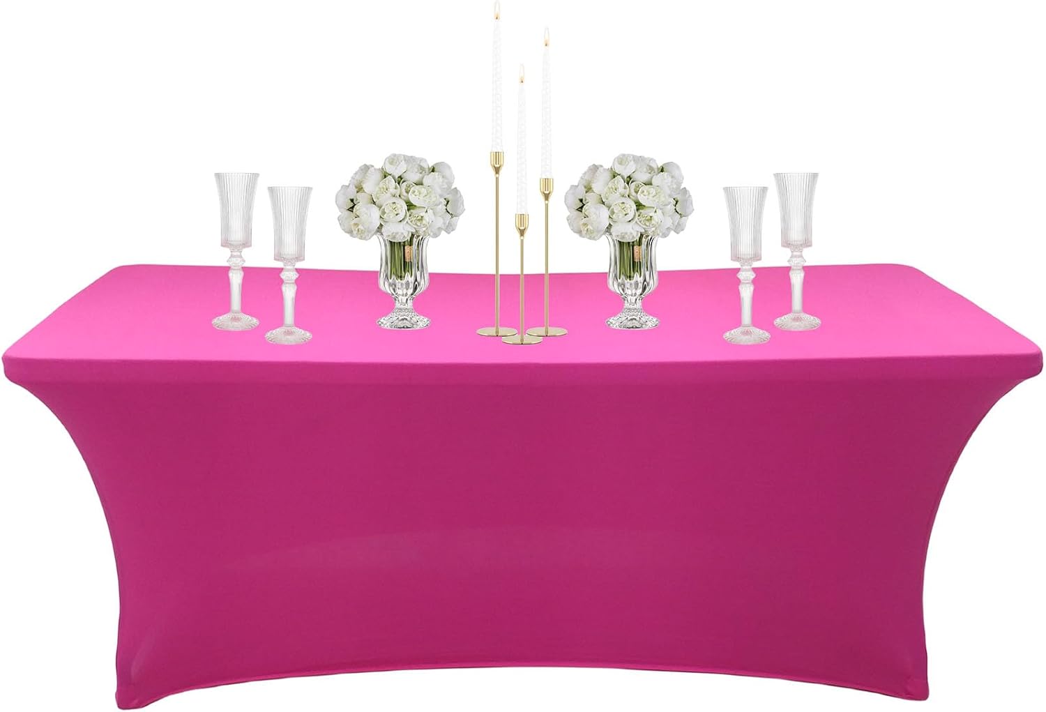6ft Spandex Tablecloths Stretchable Tablecloth Hot Pink for Rectangle Table,Washable Fitted Table Cloth Spandex Stretch Patio Table Covers for Event,Wedding,Banquet,Party,Covering Stalls,Exhibitions