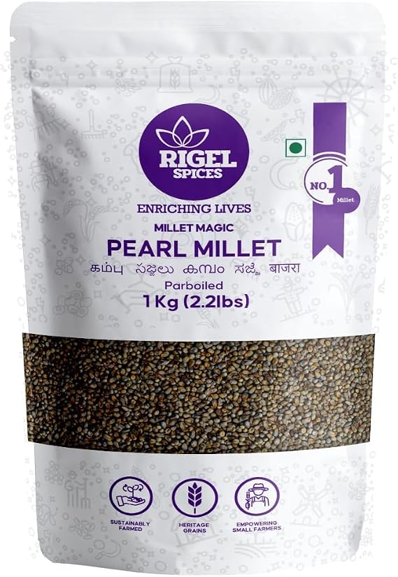 Rigel Spices | Pearl Millet | resealable pack | Kambu | Non GMO | Gluten Free | Rich in fiber (1 KG)