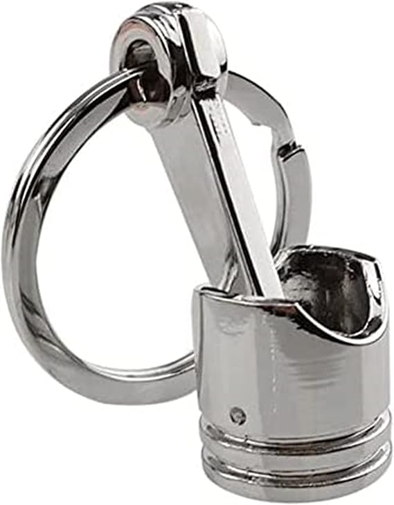 Creative Auto Parts, Mini Engine Piston Model Keychain, Alloy Key Chain Ring Keyring Keyfob, Silver