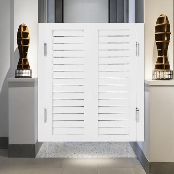 Undercat Swinging Door Cafe Doors, Solid Wood Partition Door, Two-Way Saloon Doors, for Hallway Porch Kitchen Bar Pub Entrance Partition, 29.53 * 35.43 in, White