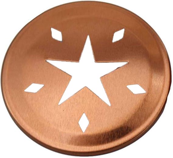 Copper Star Cutout Lid Inserts for Mason, Ball, Canning Jars (10 Pack, Regular Mouth)