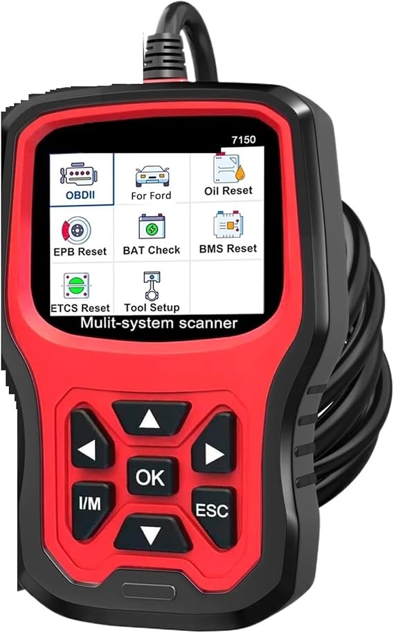 Car Code Reader, 7150 OBD2 Scanner Full System Code Reader ABS SRS TPMS ETC Reset Diagnostic Tool Multilingual,for Cars
