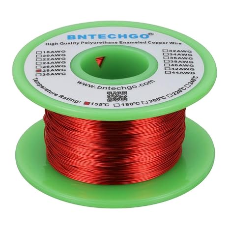 BNTECHGO 28 AWG Magnet Wire 4 oz Red Enameled Copper Wire 0.0122" | 28 Gauge Enameled Copper Coil Wire Widely Used For Transformers, Inductors, Speakers, Electromagnets, Educational Experiments