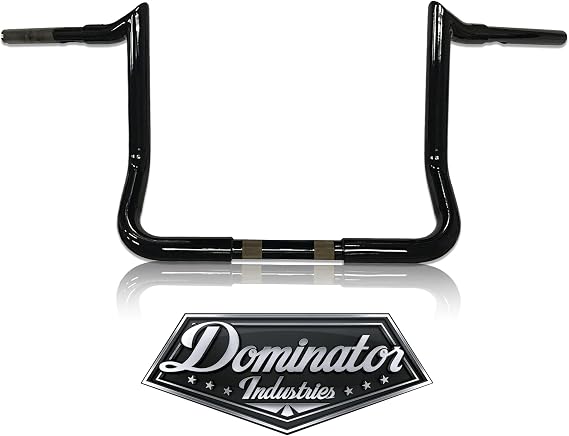 Dominator Industries 1 1/4 inch Meathook Bagger Ape Hanger, 12 inch Rise, Gloss Black Compatible with all the stock cables & controls 1996-2022 model years of the Harley-Davidson Electra Glide.
