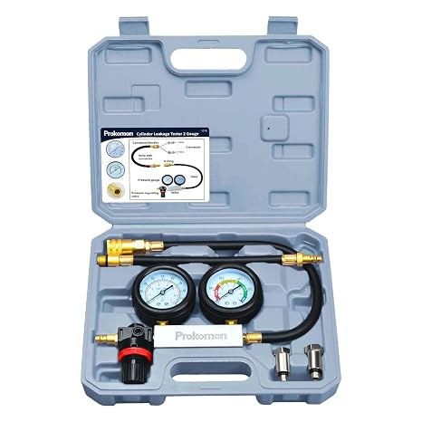 Engine Cylinder Leak Down Tester Kit;Gasoline Engine Leakdown Tester Kit with Extension Rod;Cylinder Leakage Tester Set for Pressure Check and Leakage Rate Test (Grey 4pcs)