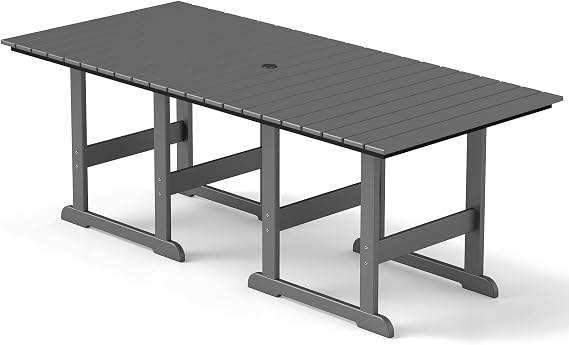 GREENVINES HDPE Outdoor Dining Table, Square Table for 6, Grey | Easy-to-Clean | All Weather | Low Maintenance | Heavy Duty Furniture for Deck, Garden & Backyard